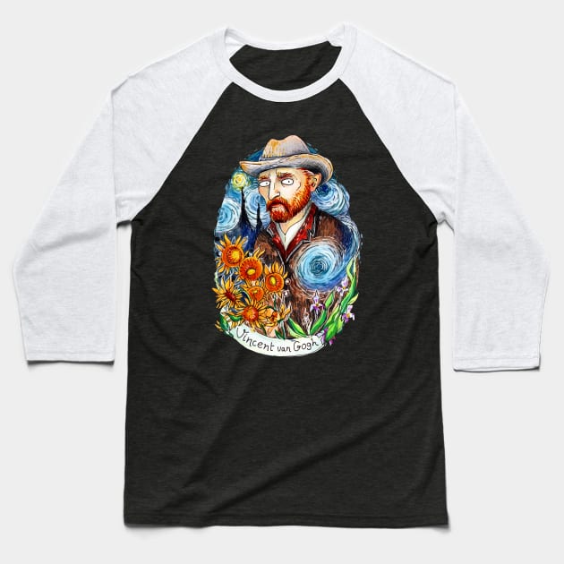 Van Gogh Baseball T-Shirt by kattymur